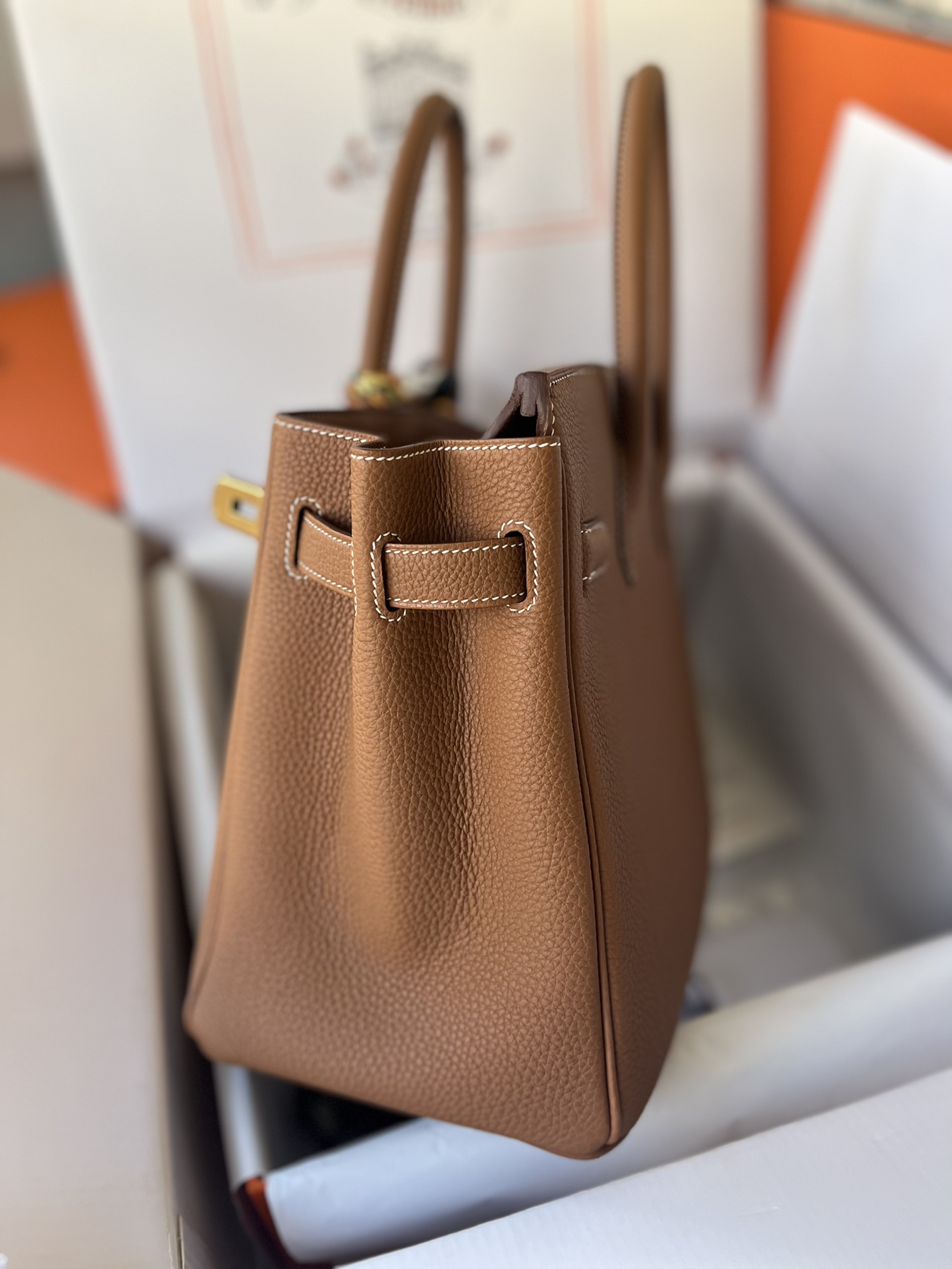 에르메스 버킨백 30 골드브라운 금장 토고가죽